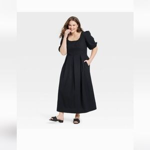 A New Day - Women's Short Sleeve Midi Dress - A New Day Black  Black